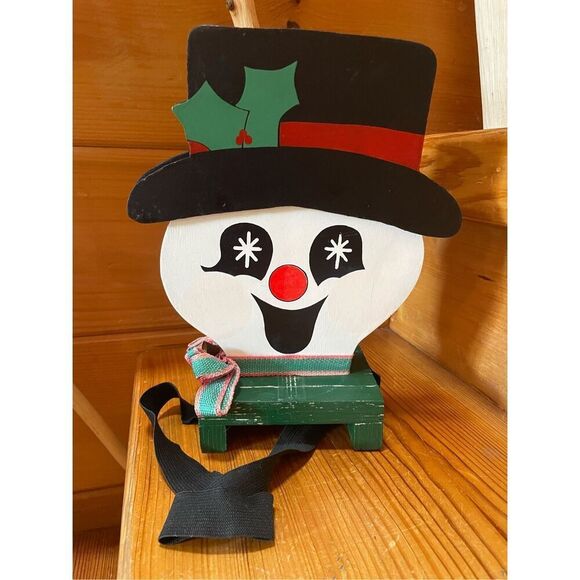 HANDMADE WOODEN CHRISTMAS WINTER SNOWMAN MAILBOX TOPPER - Picture 1 of 5